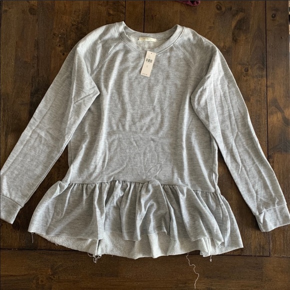 Pure + Good Sweaters - Anthropologie Pure + Good • Grey Peplum Sweatshirt
